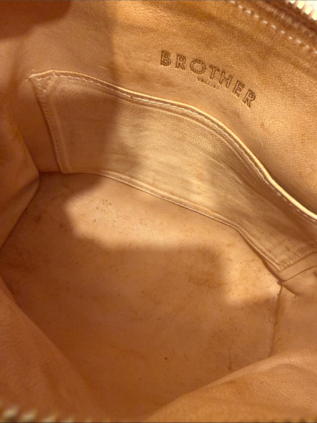 Brother Vellies Shearling Satchel Bag In Light Beige With Tan Trim — image 8 of 8